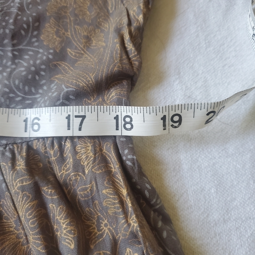 Melange Lifestyle Blue Gold Block Print Viscose Maxi Dress Tassel Pockets XL - Picture 12 of 13